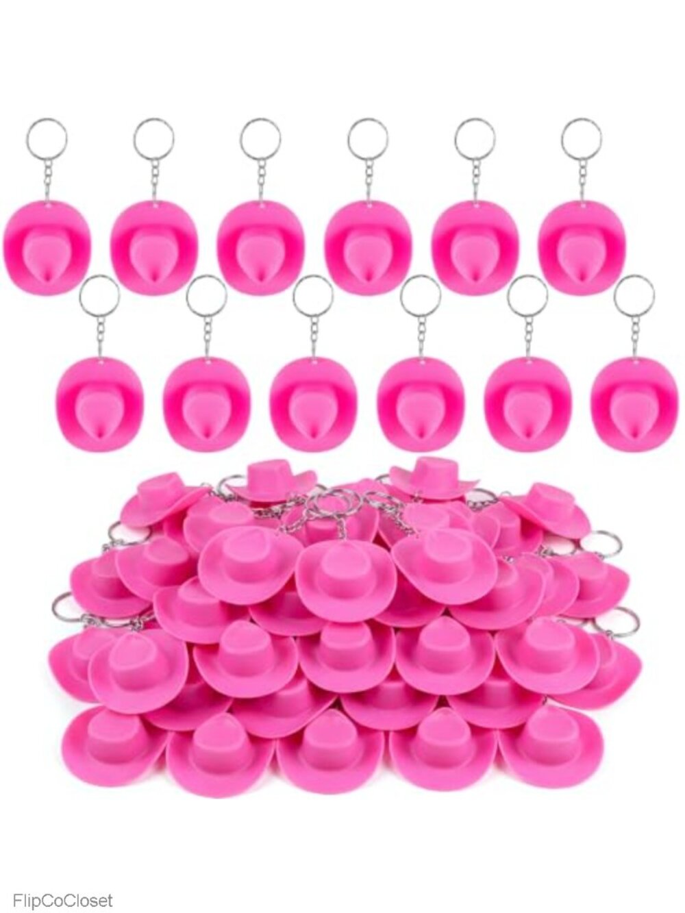 Pink Mini Cowboy Hat Keychains - Set of 12 Party Favors